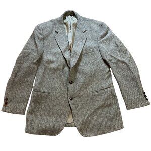Harris Tweed Sport Coat  Jacket 46R 100% Scottish Wool Gray Check Pattern Made I